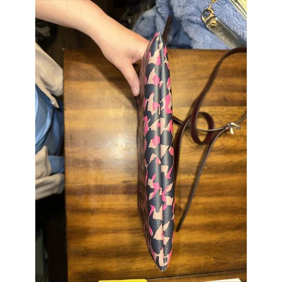 Fossil Black Pink And Tan Clutch Crossbody Handbag Leather 11x7 Inch - Picture 7 of 16